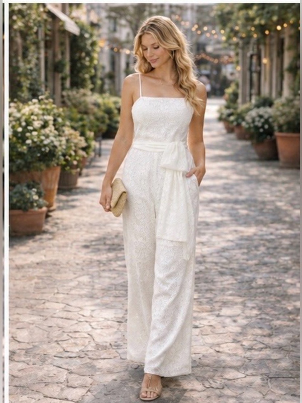 Lilly Pulitzer Nila Lace Jumpsuit White Size 2 Baby Shower Graduation Wide Leg